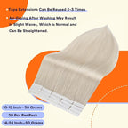 Full Shine Tape in Extensions Human Hair Color 1000 Blonde Remy Human Hair Extensions Tape Ins 20 Inch Invisible Seamless Tape in Hair Extensions 50g 20PCS Add Length
