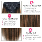 T1BP1B/30 Omber Yaki Straight Clip in Hair Extensions Real Human Hair For Women Highlight Hair Extensions Kinky Straight Clip ins(24inch)