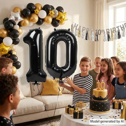 Black Number 10 Balloon 40 Inch, Foil Numeral - Image 2