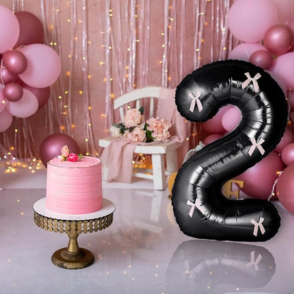 40 Inch Number Balloons with Bow Coquette Birthday Decorations Giant Number 1 - Image 6