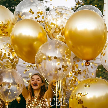 AULE 42Pcs Metallic 12 Inch Gold Confetti Balloons Set | Gold Party Balloons - Image 5