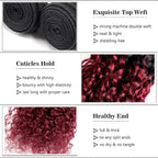 Burgundy Bundles Human Hair 99j Deep Wave Bundle 18 20 22 Inch Brazilian Virgin Remy Hair Extensions Niegmeag 2 Tone Black and Red Deep Wave Bundles Double Weft Hair Weave 300g