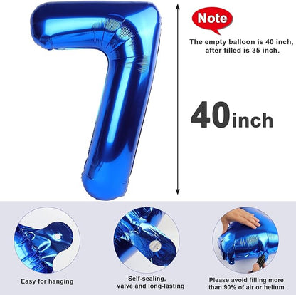 Number Balloons Navy Blue Number 7 - Image 5