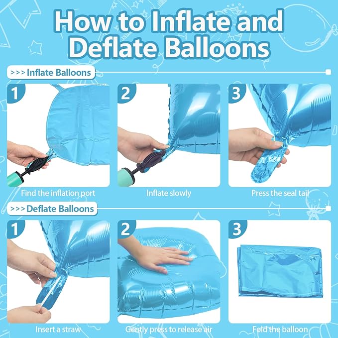 NISOCY 25PCS Pearl Blue Square Foil Balloons Wall Backdrop | Double Sided Light - Image 3