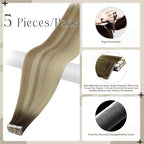 Full Shine Virgin Tape in Hair Extensions Human Hair 5Pcs Color 2/18/22 Balayage Injection Tape in Extensions 18 Inch Machine Remy Human Hair Extensions Seamless Skin Weft Tape in Hair 12.5Gram