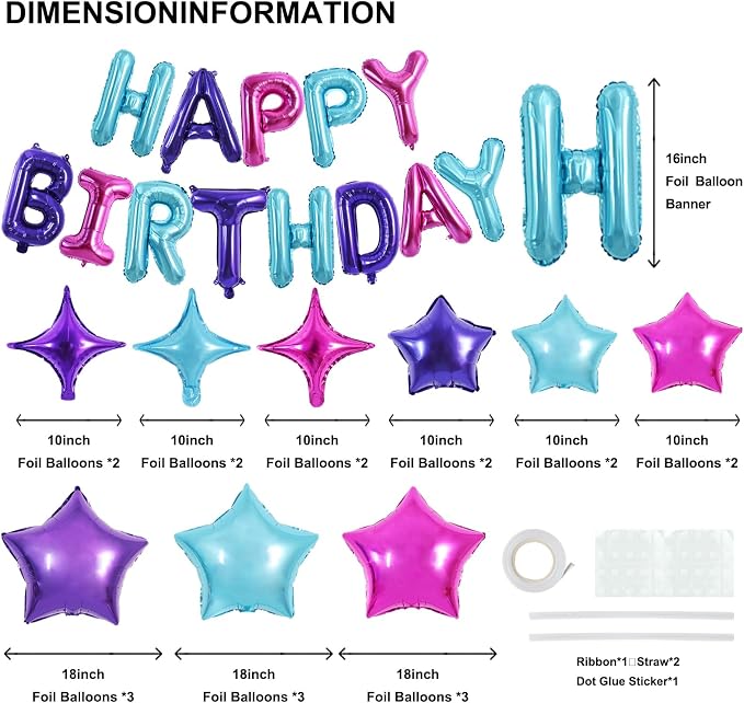 TONIFUL 35PCS Happy Birthday Decorations Kit 16 Inch Happy Birthday Balloon - Image 2