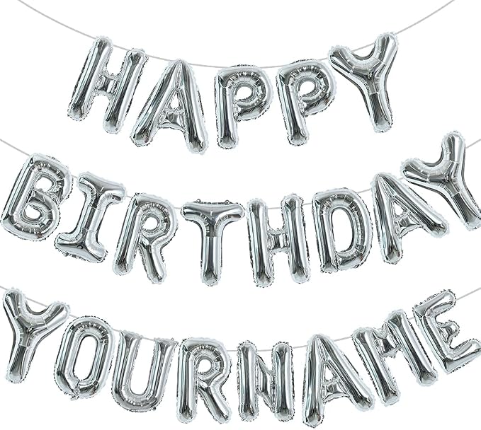 TONIFUL 65 Pcs 16 Inch Silver Happy Birthday Balloons and 2 Sets A-Z Foil by TONIFUL
