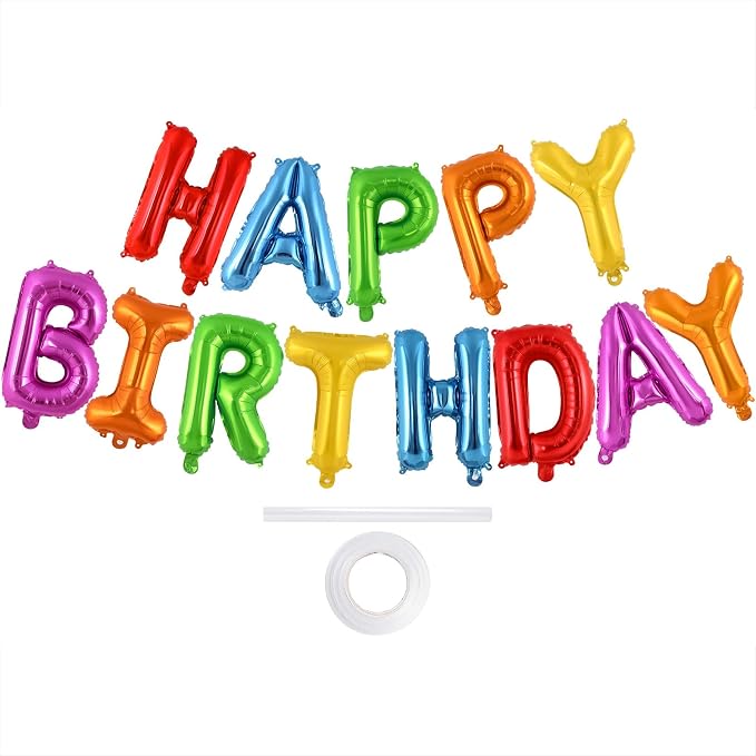 Happy Birthday Balloons Banner, Foil Balloon Personalized Name Letters Balloons by TOTAFAM