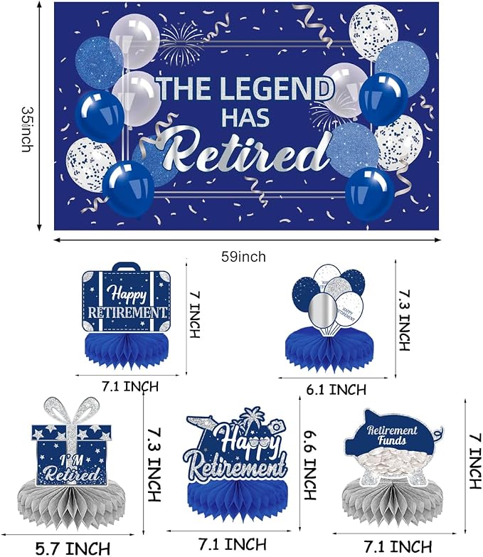 Happy Retirement Party Decorations Men Women, Happy Banner, Hanging Swirls - Image 3