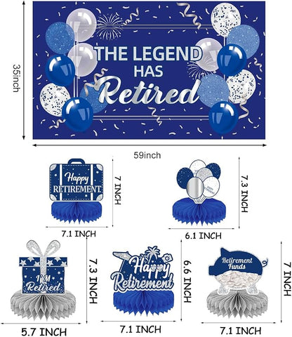 Happy Retirement Party Decorations Men Women, Happy Banner, Hanging Swirls - Image 3