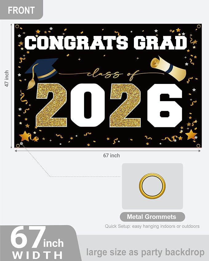 Class of 2026 Graduation Banner 47x67" - Image 3