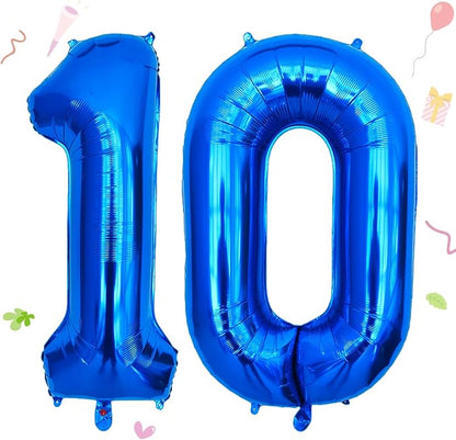 40 Inch Navy Blue 10 Balloon for 10th Birthday Party, Helium Giant Foil Number by Smlpuame