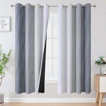 Full Room Darkening Greyish White and Grey Blackout Curtains 72 Inch Length 2 by ESTELARTEXTILER