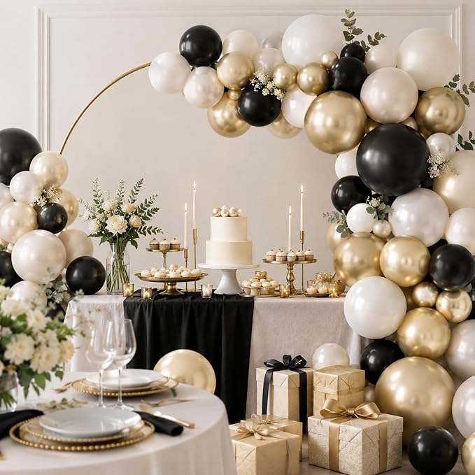 Black White and Gold Balloons, for Women Birthday Wedding Shower Bachelorette - Image 6