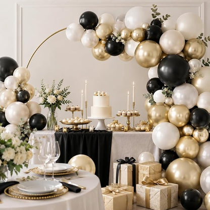 Black White and Gold Balloons, for Women Birthday Wedding Shower Bachelorette - Image 6