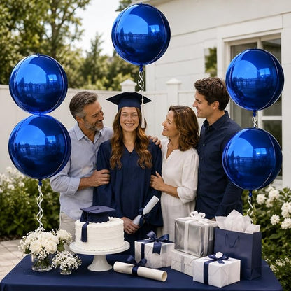 6Pcs Navy Blue Round Foil Balloons, Giant 4D Round Ball Balloons, 22 Inch - Image 3