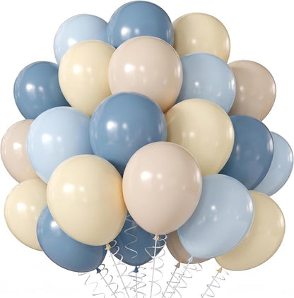 Blue White Balloons 12INCH Latex Balloon Coastal Birthday Sea Baby Shower | by Unknown