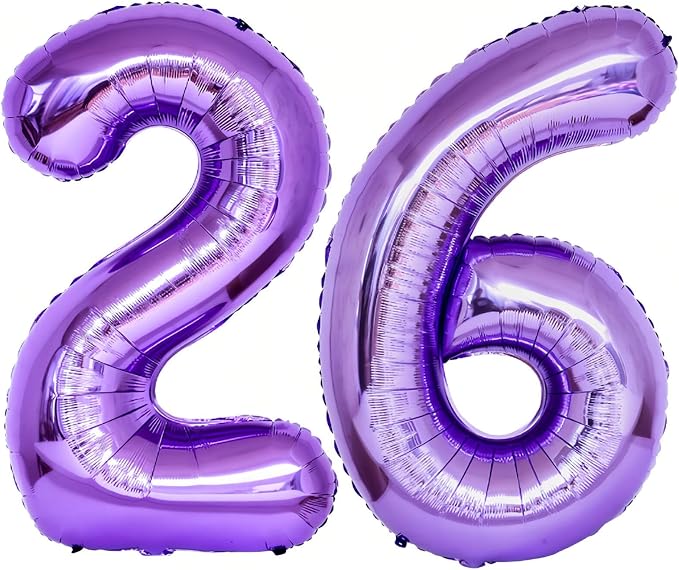 Number 26 Purple Balloons 40 Inch Giant Purple Foil 26 Number Helium Balloons by LHOAVWE