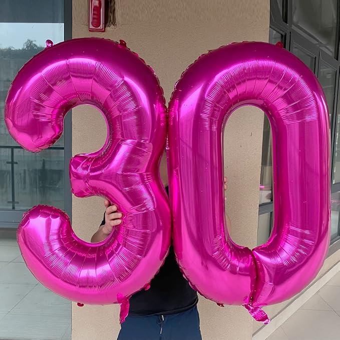 Jonhamwelbor Hot Pink Number 30 Balloon Dark Pink Number 30 Balloon Jumbo Giant - Image 4