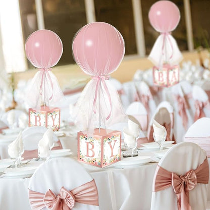 Wettarn 4 Set Pink Girl Baby Shower Table Centerpiece Decor 24'' Tulle Tutu - Image 6