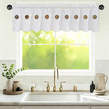 Farmhouse Valance Curtains, Boho Cotton Linen Kitchen Valance, Rod Pocket - Image 2