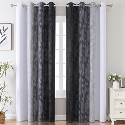 Ombre Blackout Curtains 102 Inches Long 2 Panels Set, Full Room Darkening - Image 2