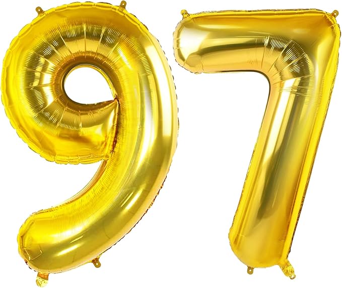 Number 97 Balloons for 97th Birthday Party Decorations, 0-100 Large No.97 by Joycard