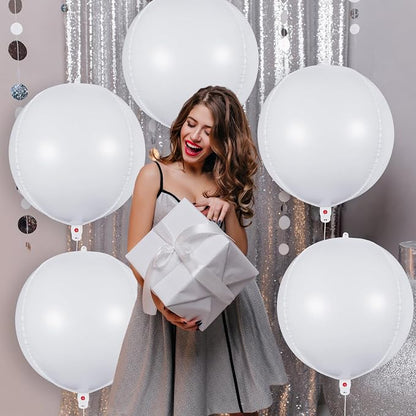 Metallic White Balloons, 22 Inch Large Sphere Round Balloons - Image 4