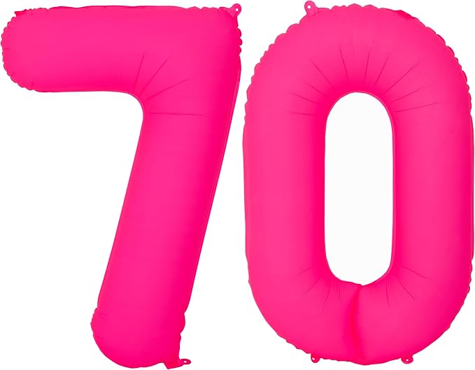 Pink Birthday Number 70 Balloons 40IN Fluorescent Pink 60 Foil Balloon | by YOIOZAIZAI