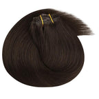Ve Sunny Dark Brown Clip in Hair Extensions Real Human Hair 12 Inch Short Human Hair Clip in Extensions Remy Hair Extensions Clip in Human Hair for Women 80g 5Pcs