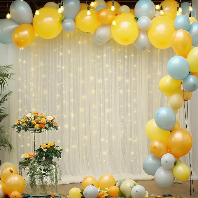 10x8ft Ivory Tulle Backdrop Curtain - Image 3