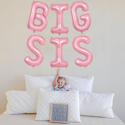 40 Inch Pastel Pink BIG SIS Letter Balloons, Pearl Pink BIG SIS Balloon Letters - Image 6
