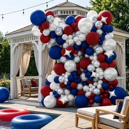 Red White Blue Balloon Arch Double Stuffed Burgundy Navy Blue Balloon Kit | - Image 8