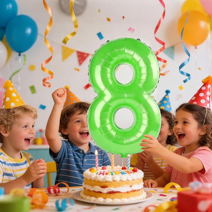 40 Inch Number 8 Balloons for 8th Birthday Party Decorations, 0-100 Fruit Green - Image 2