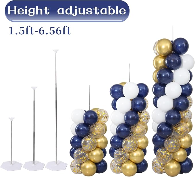 Navy Blue and Gold Balloon Column Stand Kit Set of 2 - Image 4