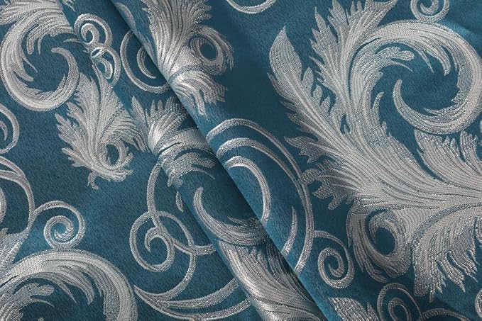 GLORY RUGS Jacquard Luxury Window 2 Panel Set Turquoise Curtain - Image 3