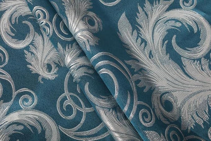 GLORY RUGS Jacquard Luxury Window 2 Panel Set Turquoise Curtain - Image 3