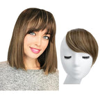 SARLA Straight Side Bangs Extension Clip in Synthetic Hair Pieces for Women Ash Medium Brown/Ash Blonde