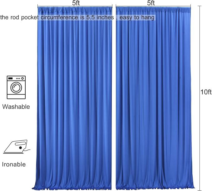10ft x 10ft Wrinkle Free Royal Blue Backdrop Curtain - Image 6