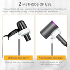 INNOLIFE Hair Dryer Stand, Adjustable Height Handsfree Hair Dryer Holder with Base, 180 Degree Rotating Floor Stand Blow Hairdryer Holder - White