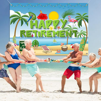 Hawaiian Retirement Party Decorations, Happy Retirement Banner Backdrop | Large - Image 6