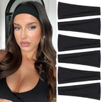 Black Headbands for Women 6PCS,Non Slip Head Bands Hair Accessories for Securing Hair,Elastic Hairbands for Yoga Workout Every Day