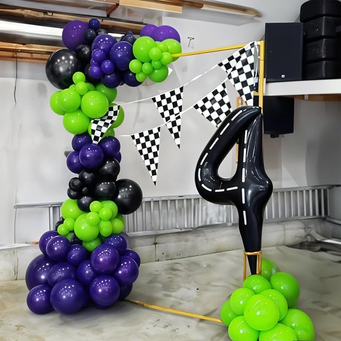Black Purple Green Balloon Arch Kit, Star Foil Balloons - Image 6