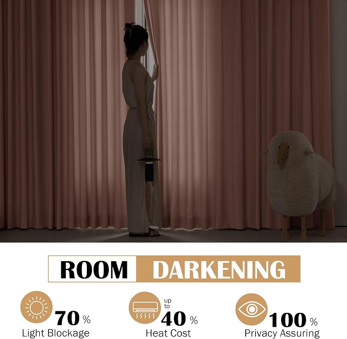 Beauoop Velvet Curtains for Bedroom Living Room Pink 52x108 2 Panels | Soft - Image 7