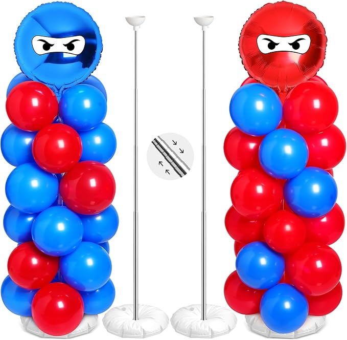 Arrowbash 2 Sets Ninja Party Decorations Ninja Adjustable Balloon Column Stand by Arrowbash