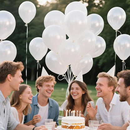 Pearl White Balloon 110pcs, 12 Inch Thickened Latex Party Balloons Helium - Image 7