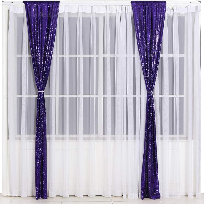 Eternal Beauty Purple 3mm Sequin Backdrop 2x8 Ft 2 Pack Wedding | Dense Sparkle - Image 4