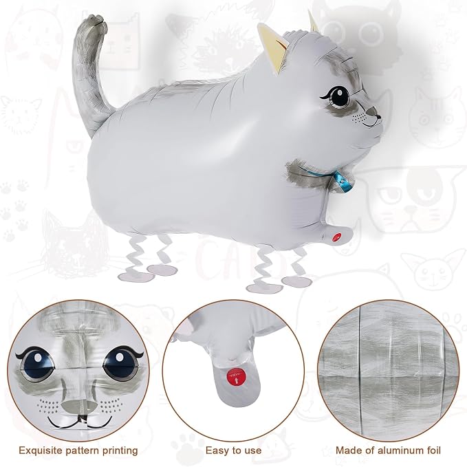 8 Pcs Walking Cat Balloons, Cat Balloons, Walking Animal Foil Mylar Balloon - Image 5