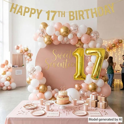 Gold Number 17 Balloon 40 Inch, Shiny Foil Decor - Image 6