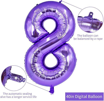 TONIFUL 40 Inch Purple Large Numbers Balloon 0-9 Birthday Party Decor, Foil - Image 2